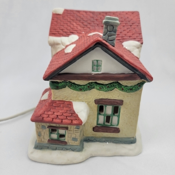 Dickens Collectables fabric shop Porcelain lighted house & 4 kids decorating tre - Picture 5 of 9